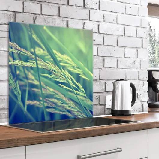 Crédence Verre Cuisine 60x60 cm - Plaque Anti-Projection - Couvercle Anti-éclaboussures crédence - Revêtement Carreaux - Plaque en Verre trempé - Nature Herbe Prairie Verte b-B-0457-aq-a 60L x 60l cm #13