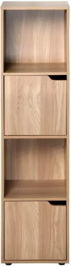 Meuble 4 Cases Décor Bois - MDF - 2 Portes Coulissantes - Colonne De Rangement Modulable - Solide Et Fonctionnel - Chambre, Séjour, Bureau - Contemporain - L 30,7 x l 29 x H 120 cm 4 cases - MODU