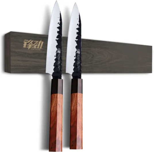 FINDKING Barre Magnétique en Bois de Frêne pour Couteaux, Support Magnétique pour Cuisine, Murale et Réfrigérateur, Installation sans Perçage (30CM, Marron Foncé, Sans Couteaux)