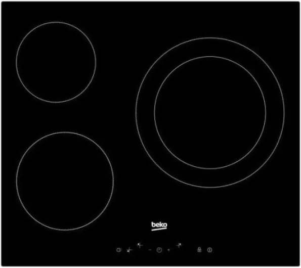 Beko HIC63402T plaque Intégré Céramique Noir - Plaques (Intégré, Céramique, Verre-céramique, Noir, 1200 W, Rond)