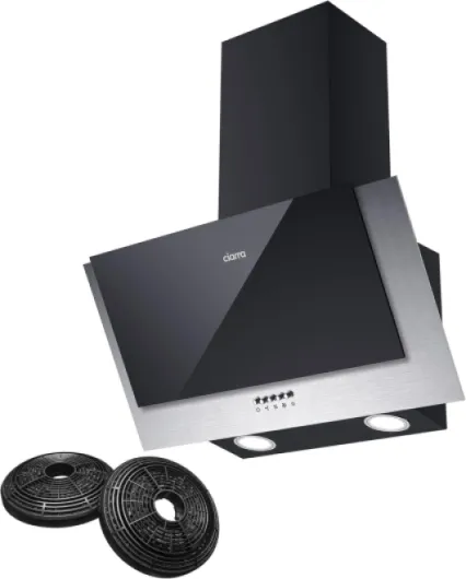 Hotte Aspirante Inclinée 60cm - Classe A++ - 350m³/h - Hotte de Cuisine 3 Vitesses - Filtres à Charbon Inclus - Hotte Murale Evacuation ou Recyclage - Noire - CBCB6736C 350m³/h Noir