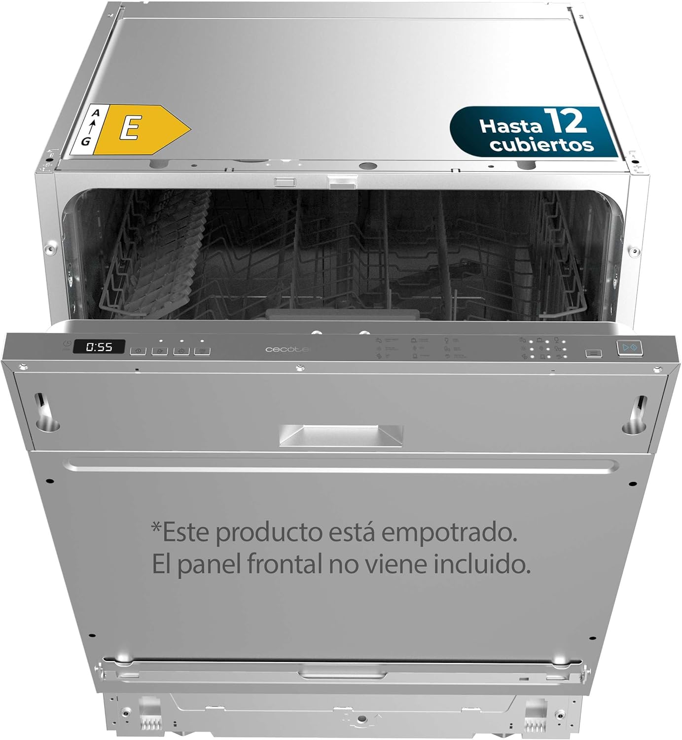 Lave-vaisselle Intégrable 60cm Bolero Aguazero 6110 Full-BI - 1850W, 12 Couverts et 7 Programmes, Fonction Demi-charge, Programme 3 en 1, Départ Différé, Dry+ et KidBlock, Panier à Couverts.