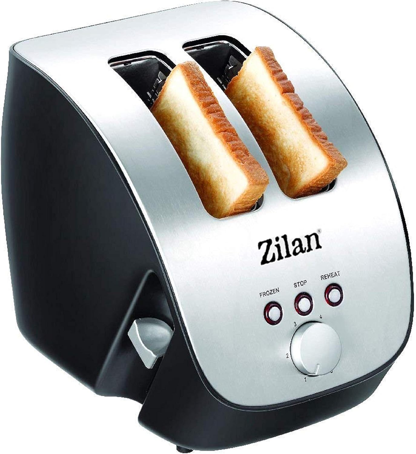 Zilan Grille Pain Inox, grille-pain 1000W - 2 Large Fente Toaster - 6 niveaux de brunissage avec Fonctions de Décongelation, de Chauffage et Annulation, Acier Inoxydable