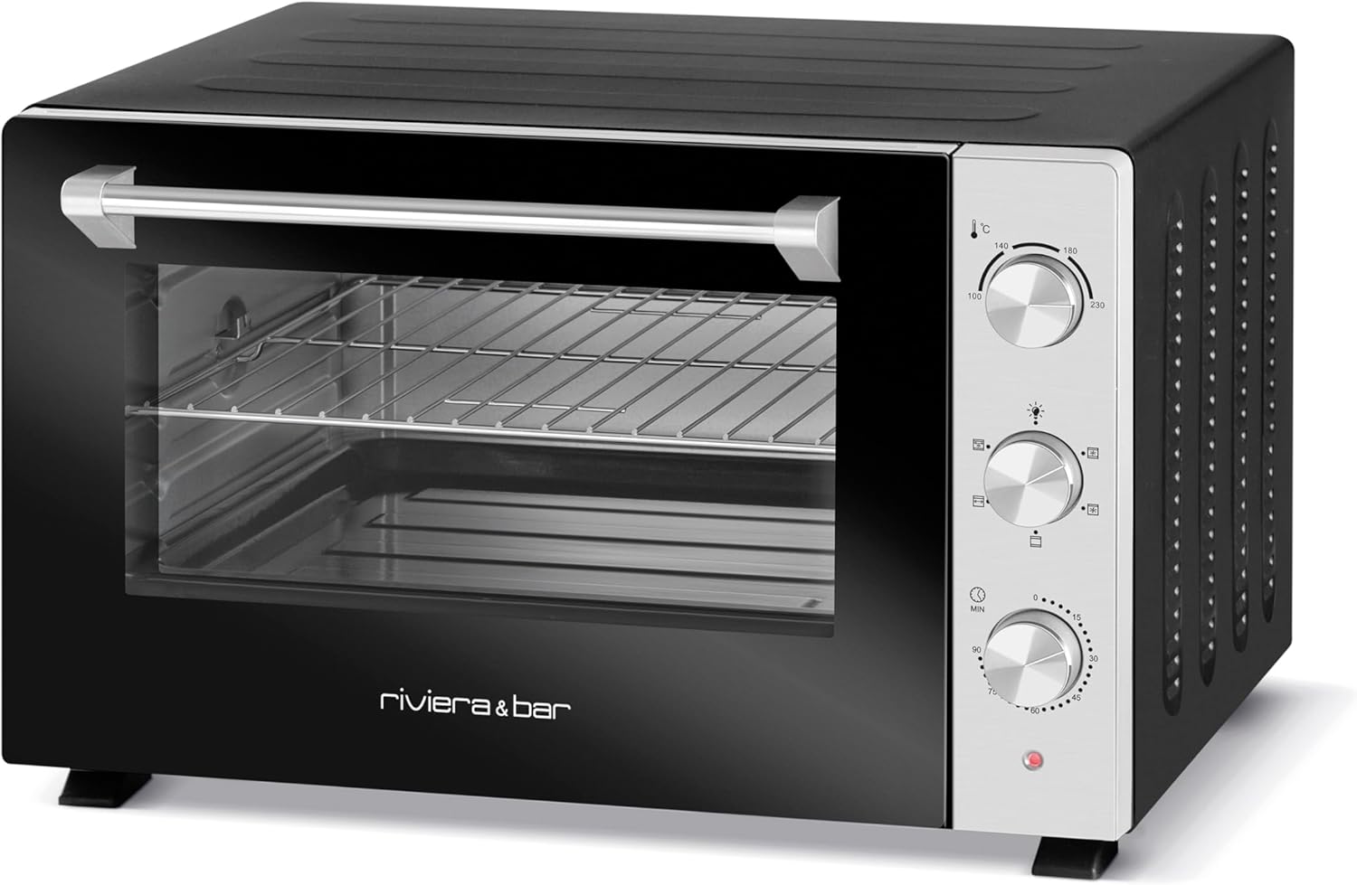 Riviera&bar Four Posable 30L - Four compact 1500 W et 5 Modes de Cuisson - Minuterie 90 min, Double Paroi Isolante, Inox Noir Mat, Dimensions L50,5 x H33 x P41 cm