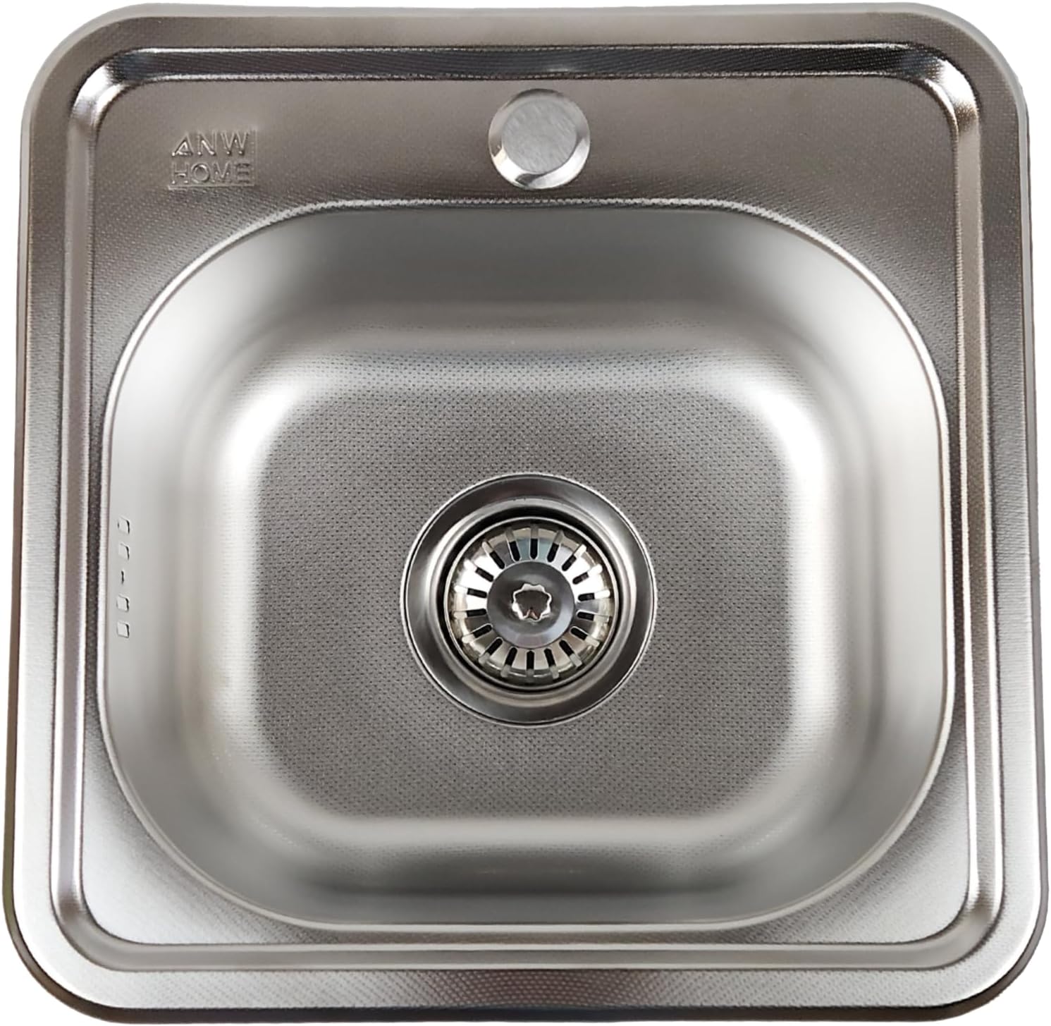 Évier de cuisine avec siphon, évier de cuisine en inoxydable avec trou pour robinet, évier d'angle en acier inoxydable, évier encastré en acier (Micro Décor - 38x38 cm) 38x38 Cm - Mikro Décor