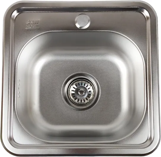 Évier de cuisine avec siphon, évier de cuisine en inoxydable avec trou pour robinet, évier d'angle en acier inoxydable, évier encastré en acier (Micro Décor - 38x38 cm) 38x38 Cm - Mikro Décor