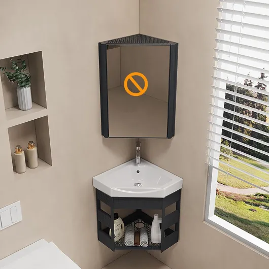 Évier de cuisine mural 43cm, évier d'angle cuisine noir, lavabo d'angle camping car, meuble lave main wc angle, meuble vasque angle pour Salle De Bain Vestiaire WC B 43x43cm Noir