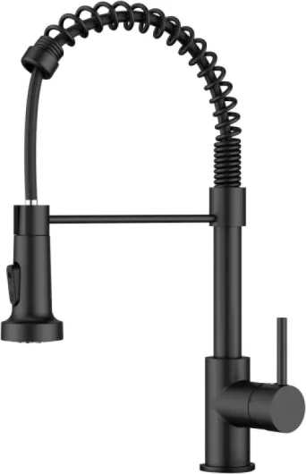 Robinet Cuisine Noir, Mitigeur Cuisine Monotrou Douchette de Rotation à 360° et Double Fonction de Pulvérisation Extraire Noir Mat