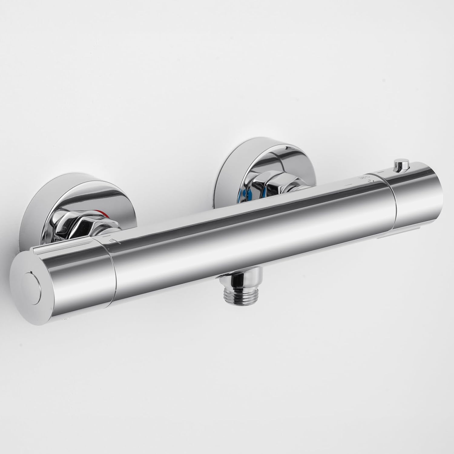 Mitigeur Douche Thermostatique, Robinet Douche avec Bouton Sécurisé à 38°C Anti-brûlure Mitigeur, Mitigeur pour Douche Murale Alliage de Zinc, Contrôle de la température, Chromé