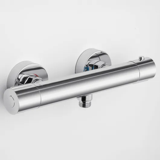 Mitigeur Douche Thermostatique, Robinet Douche avec Bouton Sécurisé à 38°C Anti-brûlure Mitigeur, Mitigeur pour Douche Murale Alliage de Zinc, Contrôle de la température, Chromé