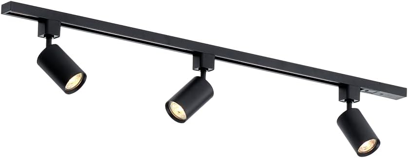 Focus III – Système d’éclairage LED monophasé – 1 rail de 1m (100cm) – 3 spots GU10 orientables – noir – plafonnier moderne – pour cuisine, salon, salle à manger
