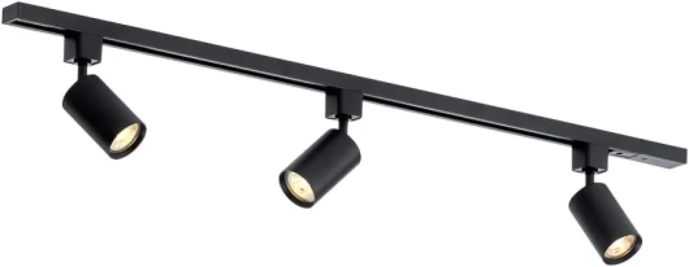 Focus III – Système d’éclairage LED monophasé – 1 rail de 1m (100cm) – 3 spots GU10 orientables – noir – plafonnier moderne – pour cuisine, salon, salle à manger