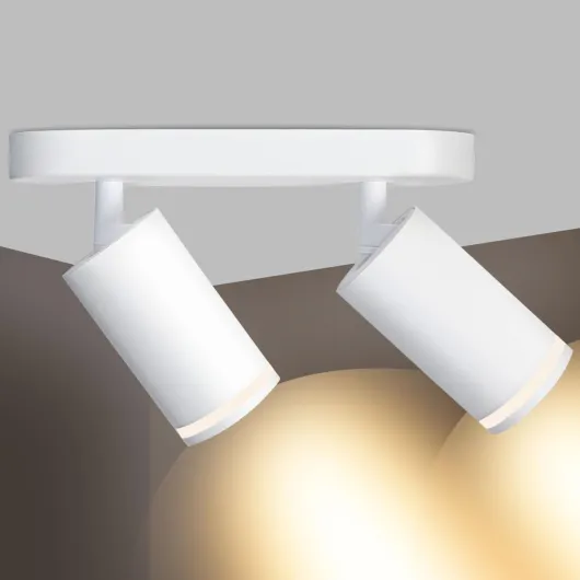 YODAVE Plafonnier spots I 2 spots GU10 - Pivotants Orientables - Blanc mat I Livré sans Ampoules - Éclairage de Plafond Interieur pour Cuisine Salon