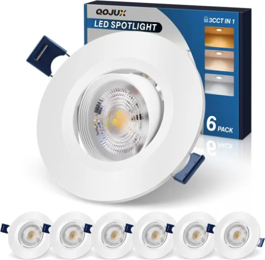 Spot LED Encastrable 5W, Spot Led Extra Plat 500lm Orientable, Blanc Chaud Blanc Neutre Blanc Froid, Trou 64-80mm 230V Plafonnier Encastré Pour Salle de Bain Cuisine Salon Couloir, Lot de 6