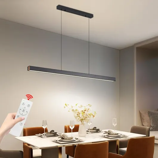 Mikeru Lampes suspendues linéaires pour îlot de cuisine, 120 cm, table de billard moderne, lampe pour cuisine, salle à manger,suspension de cuisin réglable [Classe énergétique E]