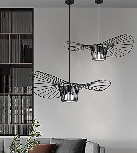 Vertigo Suspension 100 cm Rétro Suspensions LED Lustre Suspendu Industriel Salon Moderne Design, Fibre de Verre+Polyuréthane de Chapeau Abat-Jour, Églable en Hauteur Lumières E27,Noir,100cm 100cm Black Noir