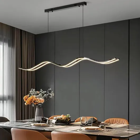 Suspension Luminaire Moderne Design LED Lustre Dimmable 3000K-6000K avec Télécommande Suspension Lampe for Salle à Manger Bureau Cuisine Salon (Noir, 100CM) 100CM Noir