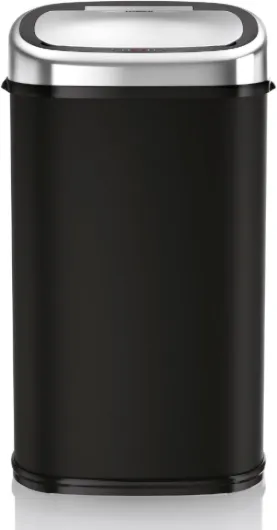 T80900 Poubelle Automatique - Poubelle à Capteur en Acier Inoxydable avec Fermeture Automatique en Douceur, Commande Manuelle - Poubelle Cuisine de 58 L - Noir