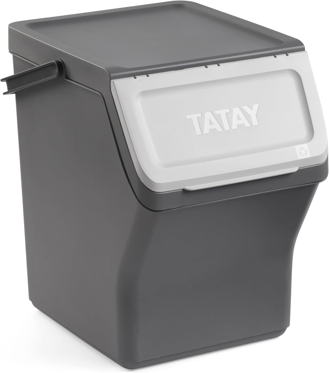 Poubelle de Recyclage Easy Waste 20L - Design Modulaire et Empilable - Couvercle à Système Click - Poignée de Transport Intégrée - Fabriqué en Matériau Recyclé - 35x27x36 cm - Gris Unité - Gris 20L