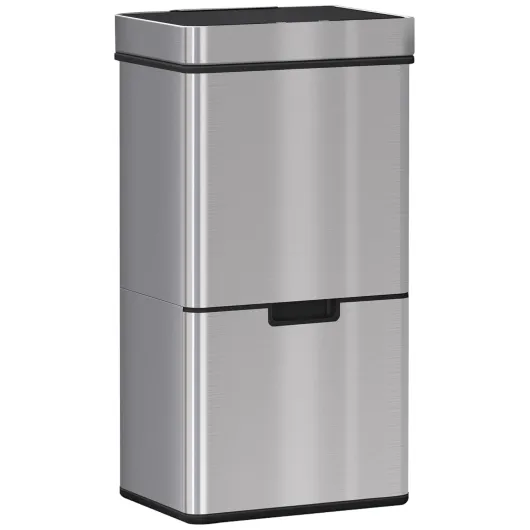 Poubelle de cuisine automatique Tri Sélectif 72L avec 3 compartiments - en acier inox - 42 x 30 x 81 cm