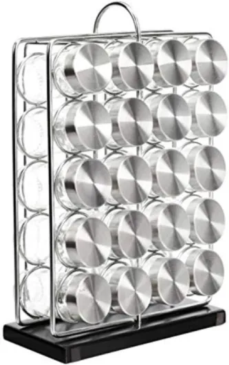 Acier allié Support à épices vertical pour 20 pots, Blanc 20 Jars Organizer