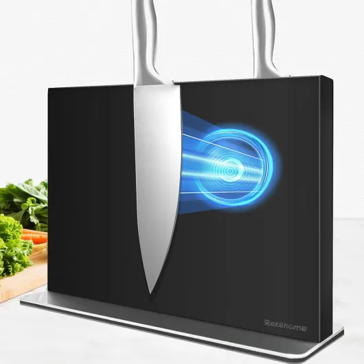Bloc à couteaux magnétique sans couteau, 30 cm, noir, porte-couteaux magnétique en acier inoxydable 304, support magnétique puissant des deux côtés, pour une cuisine bien rangée