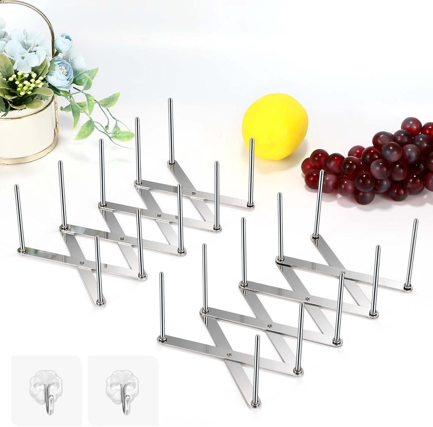 Creative Home Lot De 2 Supports De Couvercle TéLescopiques En Acier Inoxydable Pour Casseroles, Casseroles, Couvercles