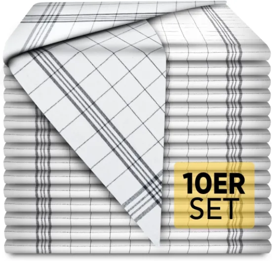 Loco Bird Torchons de cuisine en coton 50x70 cm gris - Set de 10 pièces - Torchons à vaisselle de qualité supérieure - torchon cuisine 100% coton - gris Lot de 10 Gris