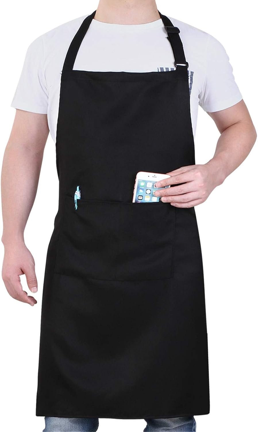 Tablier De Cuisine Pour Homme, Imperméable Et Anti-Taches — Tablier Pour Femme Avec Fermeture Réglable — Tablier Professionnel Unisexe Avec Poches, Idéal Pour Barbecue, Peinture, Coiffure, Jard