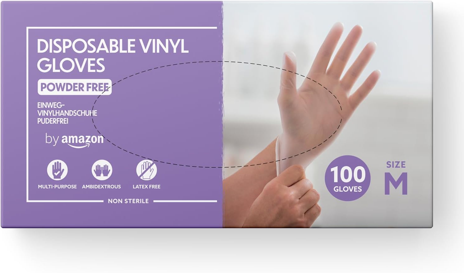 Gants en vinyle jetables, Taille M, lot de 100, Transparent M (Lot de 100)