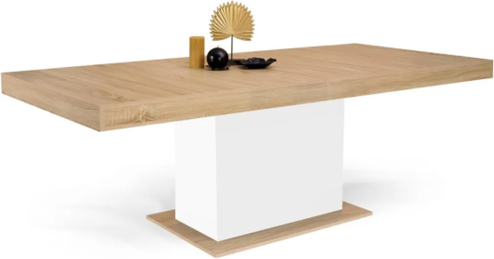 Table à Manger Extensible Rectangle Eden 6-10 Personnes Bois et Blanc 160-200 cm
