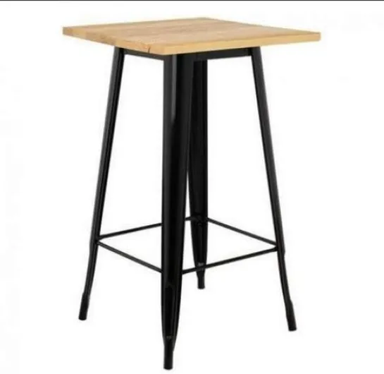 MAYMA Table de Bar Haute en Bois et Métal,60 * 60 * 110cm,Table Haute Cuisine Carrée,Table de Bistrot Tendance au Design Industriel,pour 2 à 4 Personnes 60*60*110cm Bois