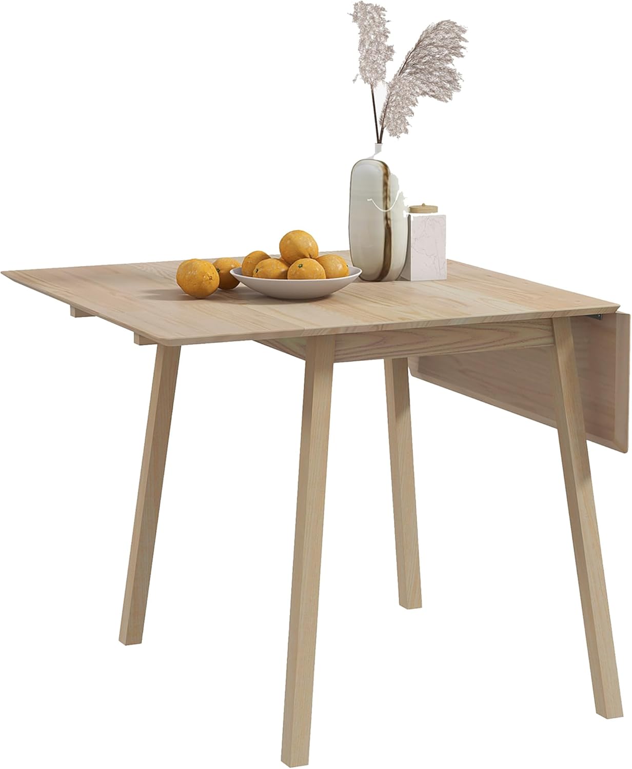 Table de Cuisine Pliable Table à Manger Pliante avec Plateau Rabattable en Bois pour 2 à 4 Personnes, Bois Naturel