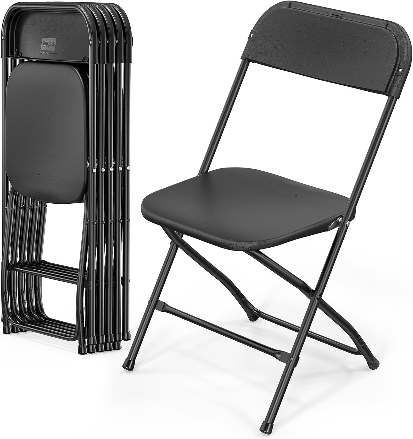 Bonnlo Chaise Pliante, Set de 6 Chaises de Jardin, Chaise Pliante Camping Balcon Jardin, Empilable, en Métal & Matière Synthétique, jusqu'à 158Kg, Noir 6 Chaises Noir