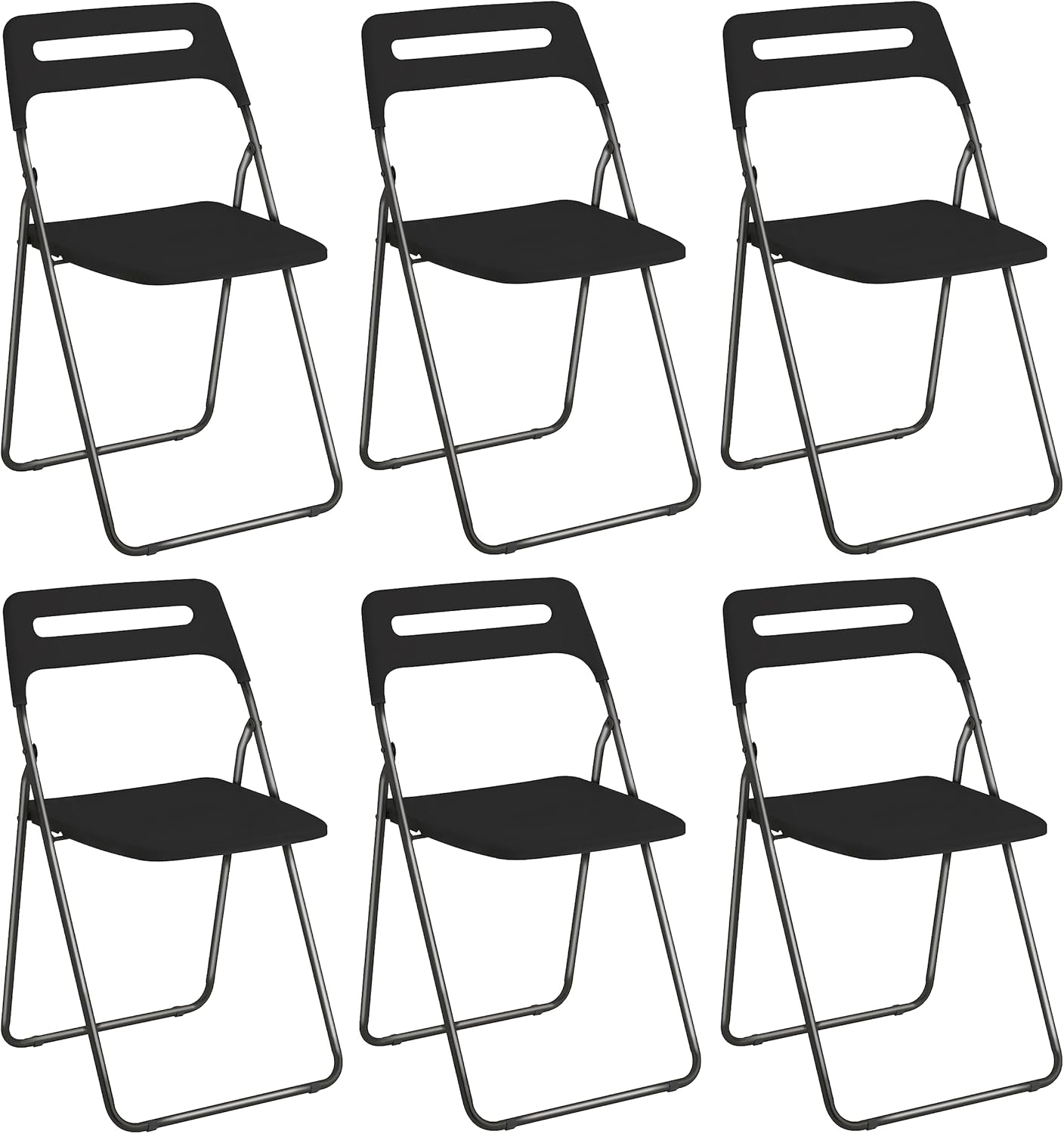 Chaise Pliante Peu Encombrante, Chaise de Salle à Manger, Chaise d’intérieur et d’Extérieur avec Structure en Acier, Siège et Dossier en Plastique, 42x38x78 cm, Noir, 6 Pièces 6 Pièces Noir