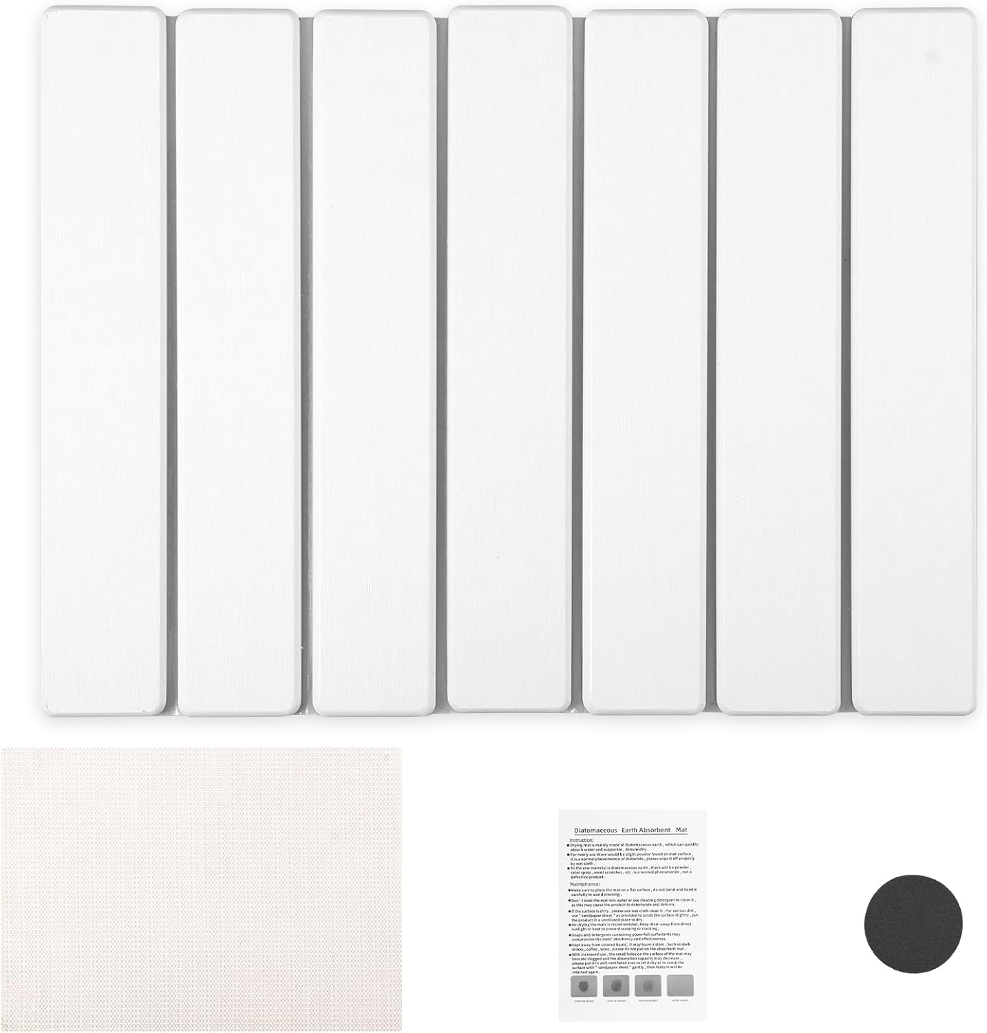 Tapis de séchage en pierre pour comptoir de cuisine - 40 x 30 cm - Pliable - Antidérapant - Tapis de séchage en pierre de diatomite réutilisable pour restaurant - Plan de travail en marbre Blanc