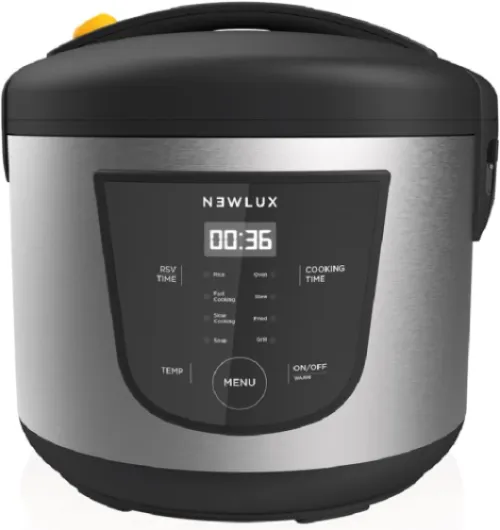 NEWLUX - Robot de cuisine multifonction 5L SmartChef V50 avec cuve antiadhésive, programmable 24h, 9 fonctions et 8 menus automatiques - Maintient au chaud pendant 24h, Noir