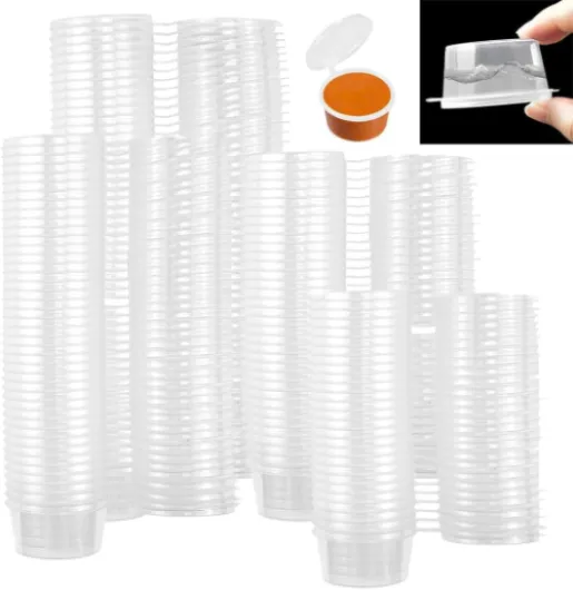 100 Pcs Pots à Sauce en Plastique avec Couvercle 35ml Boîtes de Conservation Anti-fuite Boîtes de Alimentaires Contenant Sauce pourles Sauces les Condiments les Crèmes, Passe au Micro ondes 35 ml