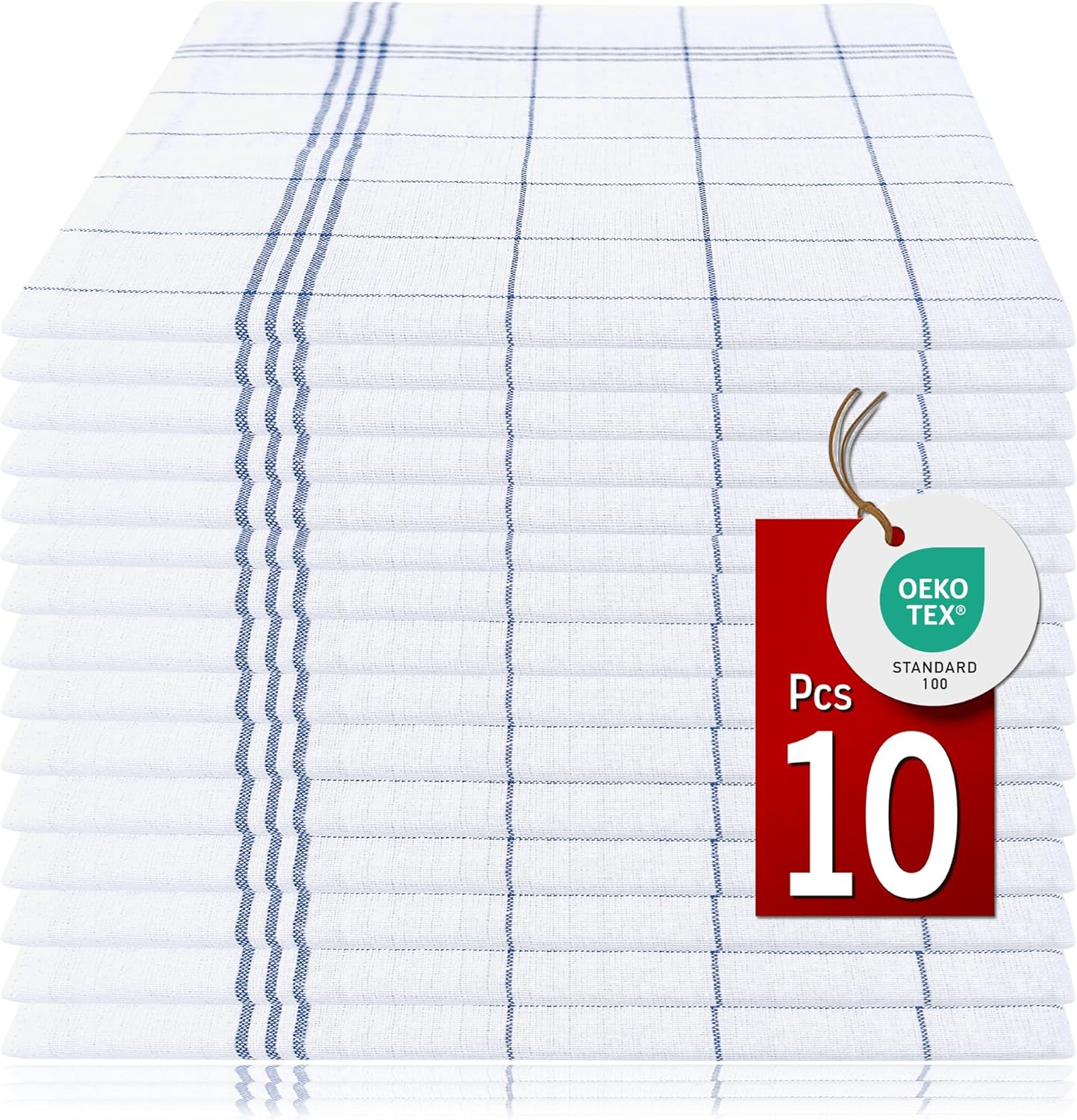 Pataya Torchons de Cuisine - Lot de 10 Bleu 100% Coton Torchon Vaisselle Professionnel 50x70 cm qualité Certifié Oeko-TEX Super Absorbant Bleu Lot de 10