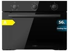 Cecotec Four Encastrable Bolero Hexa C134500 Glass Black A de 56 L - 2600W, 4 fonctions, mode convection, base vapeur X2, faible consommation, nettoyage facile, ventilateur, 3 positions Cristal Noir