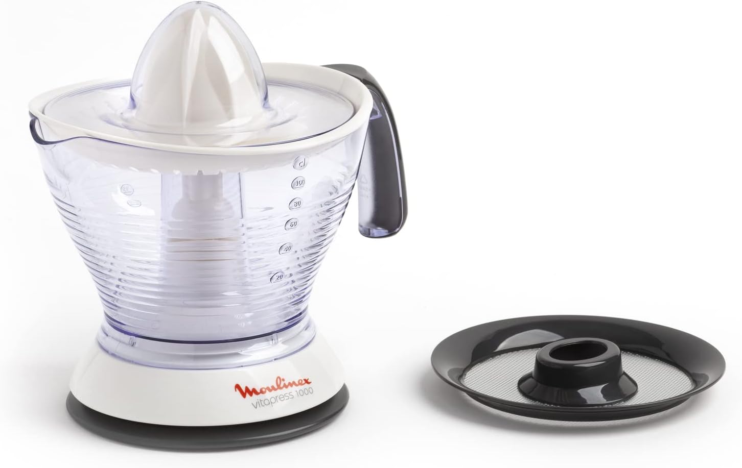 Presse-agrumes électrique, Capacité 0,6 L, 25 W, Sélecteur de Pulpe, Extraction maximum des jus, Rangement pratique, Marche/arrêt automatique, Vitapress PC300B10, Blanc 600ml