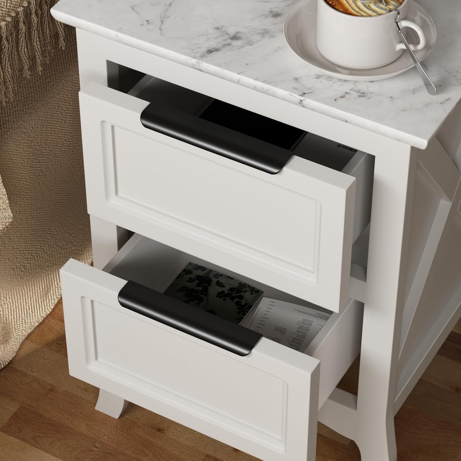 Goldenwarm Lot de 10 poignées de meuble en aluminium 128 mm Noir pour cuisine et porte Poignées de porte incurvées Poignées de tiroir dissimulées 10 pièces Noir