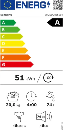 Lave-linge frontal SAMSUNG WF20DG8650BV