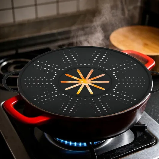 Couvercle anti-débordement en silicone réutilisable pour casseroles et marmites, Noir
