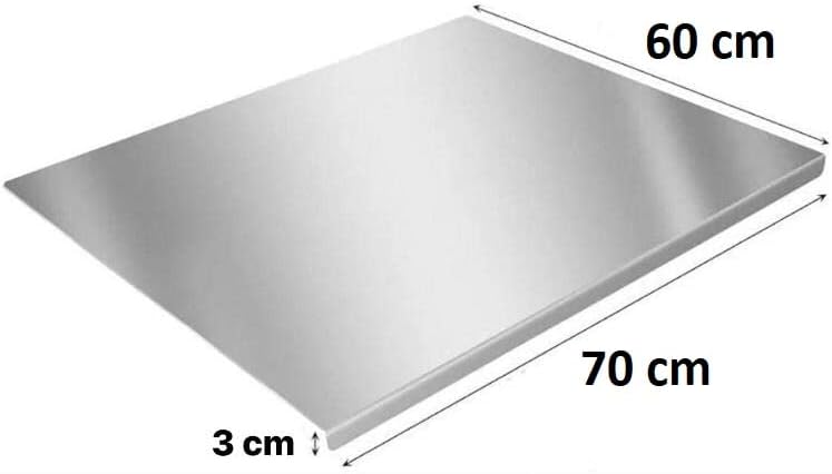 ZeroInox Planche à découper inoxydable, plan de travail cuisine, usage alimentaire, plongeur antidérapant pour pétrir pain et pizzas