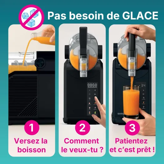 Seeger SuperSlush Machine a Granita, 7-in-1 Slush Machine, Capacité 2L, 7 Programmes Prédéfinis, Granités, Cocktails, Frappés, Milkshakes, Granite, Slushy, Noir, SLFR1BK