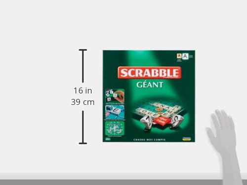 SCRABBLE GÉANT - Jeu de Société Classique pour Adultes & Enfants dès 10 Ans - Version Française - Jeu avec Plateau Rotatif & Cales pour Lettres XXL - Chaque Mot Compte - 2 à 4 Joueurs