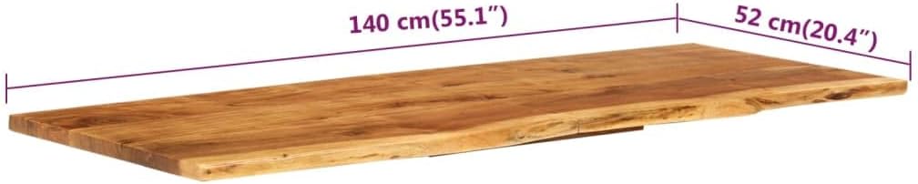 Dessus de meuble lavabo de salle de bain Acacia 140x52x2,5 cm 140 x 52 x 2.5 cm