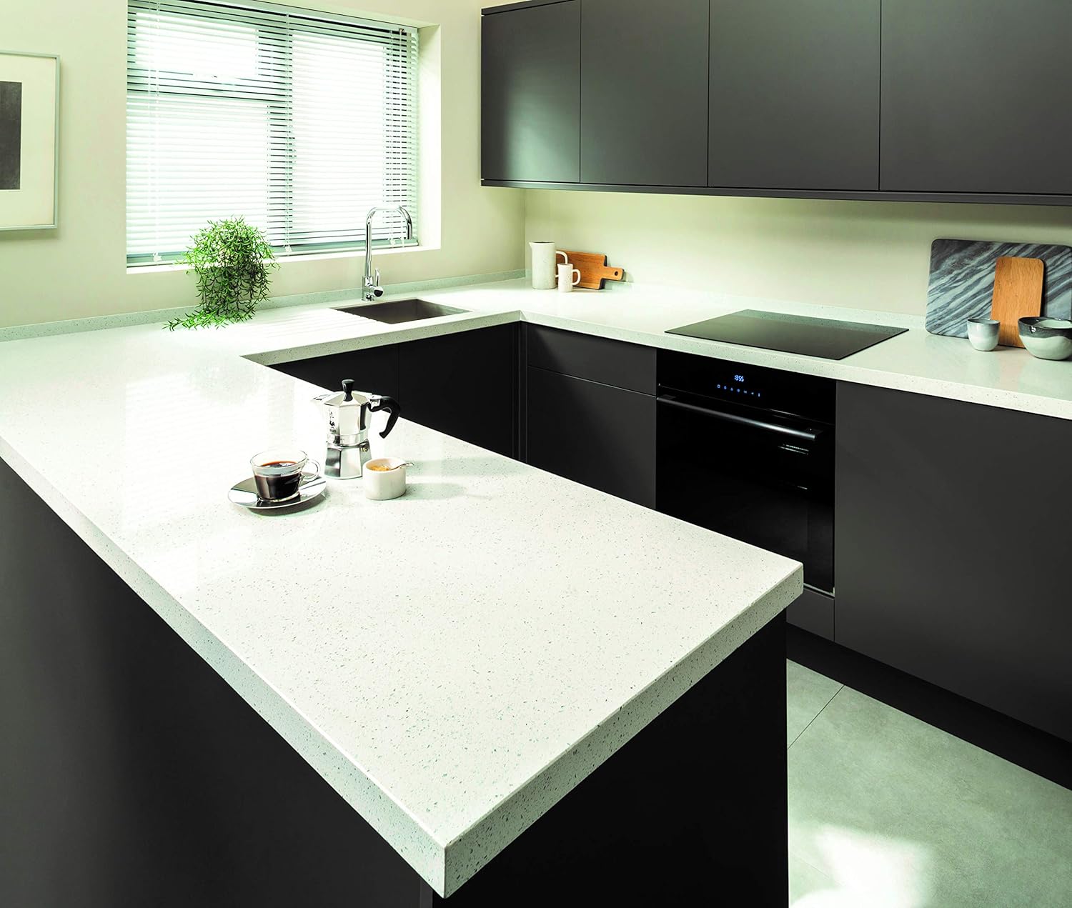 Maxtop Plan de travail de cuisine en quartz 1500 x 600mm Blanc diamant Blanc Diamant 1500 x 600mm