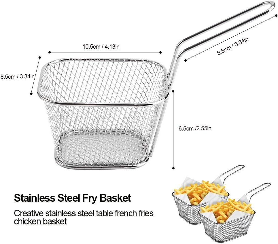 8/16/40Pcs Mini Panier à Frites Rond Individuels en Acier Inonxydable Plats de Service à Frites Idéal pour Cuisine (8Pcs)